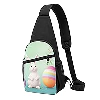 Sling Bag Crossbody for Women Fanny Pack Happy Easter Egg Rabbit Chest Bag Daypack for Hiking Travel Waist Bag