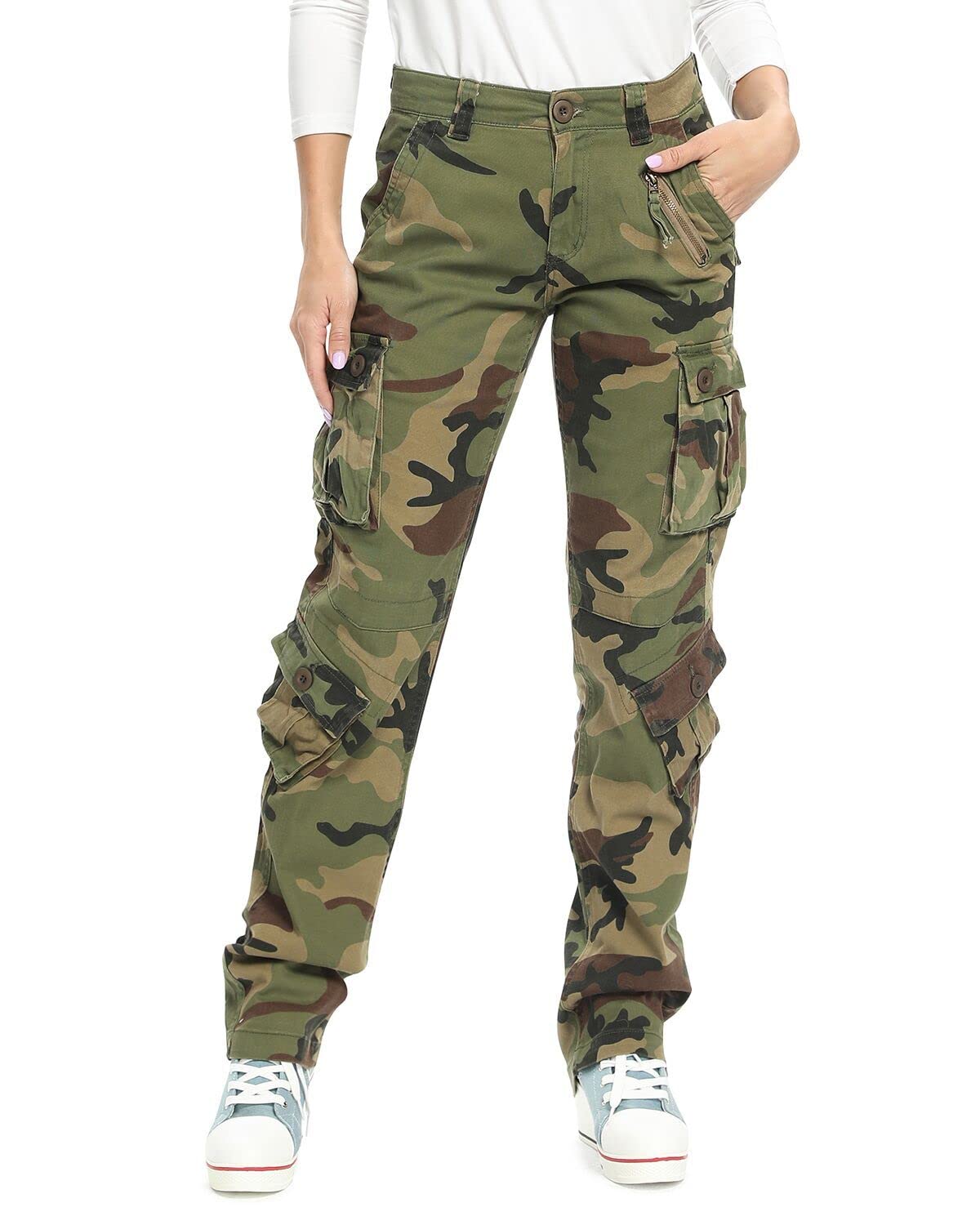 Army Green Cargo Pants Baggy Jeans for Women Fashion... - Depop