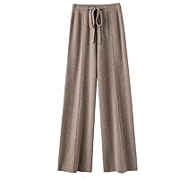 Women's Knit Elastic Waist Pull On Pants Cashmere Pants Thick Straight Pants Casual Wool Pants