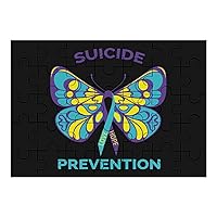 Suicide Prevention Awareness Ribbon Butterfly Wooden Puzzles Adult Educational Picture Puzzle Creative Gifts Home Decoration