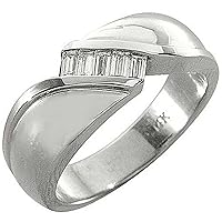 14k White Gold Mens Baguette Cut 5-Stone Diamond Ring .40 Carats