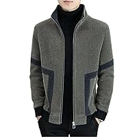 Splicing Woolen Jacket Men Thicken Warm Stand Collar Overcoat Casual Business Trench Coat Social Men Clothing