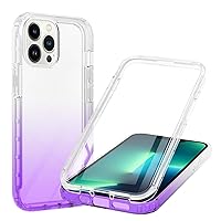 IVY 3in1 Heavy Armor Rugged Rainbow Gradient Case for iPhone 13 Pro Max Case with Built-in Screen Protector - Purple