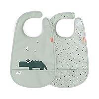 Done by Deer Bibs with Velcro Closure - 2 Pack Waterproof Bibs with Food Catcher Pocket, Soft and Durable, Easy to Clean