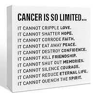 Cancer Warrior Gifts for Women Men, Birthday Gifts for Cancer Patients Chemo Inspirational Cancer Survivor Gifts, Cancer Support Fighter Encouragement Gifts, Cancer Is So Limited, Wooden Box Sign