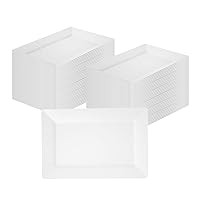 Restaurantware Moderna 9.5 x 6.3 Inch Premium Disposable Plates 10 Rectangular Plastic Plates For Parties - Durable Heavy-duty White Plastic Dinner Plates For Warm And Cold Foods