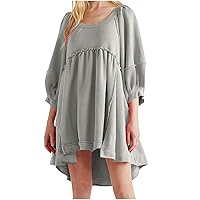 Women’s Oversized Patchwork Pullover Sweatshirt Dress Loose Long Sleeve Scoop Neck High Low Tunic Short Mini Dresses