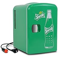 Sprite 4L Mini Fridge Cooler/Warmer w/ 12V DC and 110V AC Cords, 6 Can Portable, Personal Travel Refrigerator for Snacks Lunch Drinks Cosmetics, Desk Home Office Dorm, Green