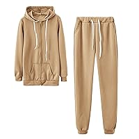2 Piece Sweatsuits Women Zip Up Hoodies & Sweatpant Set Drawstring Jogger Long Sleeve Outfits Tracksuit with Pockets