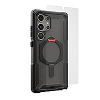 URBAN ARMOR GEAR UAG Designed for Samsung Galaxy S24 Ultra Case Plasma XTE Black/Orange Magnetic Charging Bundle with UAG Premium Tempered Glass Screen Protector 6.8