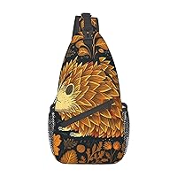 Cute Hedgehog Crossbody Sling Backpack Sling Bag for Women Hiking Daypack Chest Bag Shoulder Bag