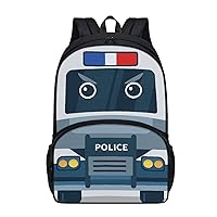 Boys Backpack for Kids Large Capacity School Bag Durable Bookbag for Teens Girls Police Car Print Laptop Bag Easy Carry
