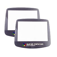 New Pack 2 GBA Glass Mirror Surface Protective Screen Cover SFC Grey Replacement, for Gameboy Advance Handheld Console, for Super Fami-com Edition Scratch-Proof Display Top Protector+ Adhesive