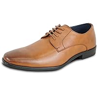 Men Genuine Leather Fashion Dress Shoe AL03 Classic Lace Up Oxford Formal Tuxedo for Wedding Prom Party Uniform Formal Event Black Cognac Size from 6 to 16