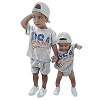 Outfit Boys Toddler Toddler Kids Baby Girls Boys 4 of July Summer Short Sleeve Independence Day T Shirt (Grey, 4 Years)