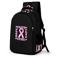 Faith Hope Love Cure Ribbon Backpack Double Deck Laptop Bag Casual Travel Daypack for Men Women