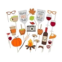 BinaryABC Thanksgiving Happy Fall Yall Photo Booth Props,Thanksgiving Party Decorations,Harvest Party Decoration 26Pcs