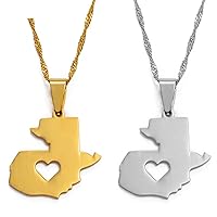 Map of Guatemala Pendant Necklaces - Charm African Country Maps Flag Thin Chain, Hip Hop Ethnic Necklaces for Women/Men Gold Color Party Gift Jewelry