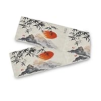ALAZA Japanese Bamboo Trees and Fuji Mountains Table Runner for Kitchen Dining 13 x 90 Inches Long Table Runners Cloth Placemat Scarf for Office Wedding Party Holiday Home Decor