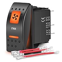 Nilight UTV Fan Rocker Switch On Off 5 PIN SPST LED Light Bar Switches w/Orange Backlit 12V 24V Toggle Switches Compatible for Polaris RZR Can-Am ATVs UTVs Cars Trucks RVs, 2 Years Warranty