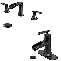 Oil Rubbed Bronze Bathroom Sink Faucet 8 Inch Widespread, Brass Oil Rubbed Bronze Bathroom Faucet 1 Hole Single Handle Bathroom Faucets 4 Inch