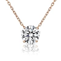 0.75 Carat Diamond Necklace, IGI Certified Round Brilliant Solitaire Diamond Pendant, Lab Grown F+/VS+, 14K Rose Gold Jewelry Necklace Charm