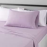 Amazon Basics Lightweight Super Soft Easy Care Microfiber 3-Piece Bed Sheet Set with 14-Inch Deep Pockets, Twin, Frosted Lavender, Solid