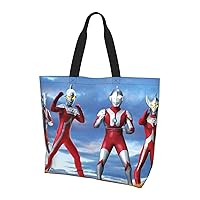 RFSHOP Ultraman Family Tree Women's Tote Bag, Eco Bag, Shopping Bag, Shoulder Bag, Large Capacity, Waterproof, Canvas, Storage Bag, Handbag, Popular, Cute, Handbag, Travel, School, Work, Gift,, coloured
