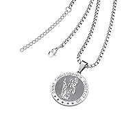 FaithHeart Saint Christopher Pendant Necklace for Men Women Stainless Steel Catholic Amulet Medal Jewelry Personalized Custom with Delicate Packaging