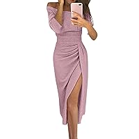 Winter Elegant Low Cut Cocktail Female Business Short Sleeve V Neck Ruffle Evening Dresses Lady Coloured Pink XL