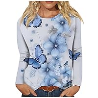 FYUAHI Button Down Shirts for Women Ethnic Floral Casual Tops Sexy Crewneck Long Sleeve Cute Sweatshirts Fall Clothing