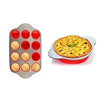 Boxiki Kitchen Combo: Non-Stick 12 Cup Silicone Muffin Pan & 9 Inch Round Cake Pan with Steel Frame - Perfect for Baking Muffins, Cupcakes, and Cakes