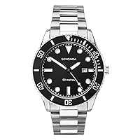 Sekonda Oceans Men's Quartz Watch with Analogue Date Display and Stainless Steel Bracelet 43mm