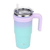 24 oz Tumbler with Handle, Triple Vacuum Insulated Stainless Steel Travel Mug with Straw and Lid, Leakproof Coffee Cup Sweat Proof, Keep Cold 12 Hours and Hot 5 Hours