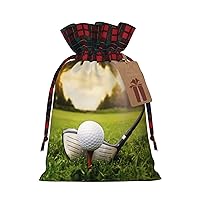 WURTON Golf Ball Print Christmas Wrapping Bags Gift Bag With Drawstring Xmas Goodie Bags Party Favors