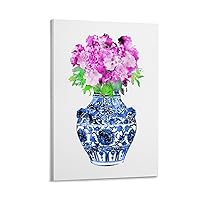 Moroccan Ceramic Vase Chinese Style Porcelain Art Poster 8 Wall Art Paintings Canvas Wall Decor Home Decor Living Room Decor Aesthetic Prints 16x24inch(40x60cm) Frame-style
