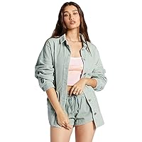 Roxy Kick Back Washed Cord BHB0 S - Women's Fashion Casual Short Sleeve T-Shirt Cotton Shirts - Regular Fit - Lifestyle Beach Apparel