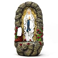 Lourdes Holy Water Font depicting the Lourdes Apparitions, with St Bernadette knealing to Our Lady of Lourdes (3035) by Catholic Gift Shop Ltd