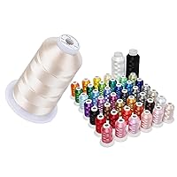 Simthread Embroidery Thread 5500 Yards AntiqueLaceS005 with Upgraded 40 Colors Embroidery Kit (500M) + 1 Black Thread & 1 White Thread (5000M) Set