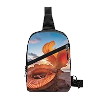 Shell On The Beach Sling Bag For Women And Men Fashion Folding Chest Bag Adjustable Crossbody Travel Shoulder Bag