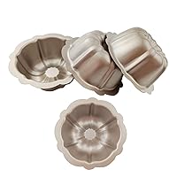 4 Inch Nonstick Mini Bundt Cake Pan, Set of 4 for Baking, Carbon Steel Fluted Cake Pans, Metal Round Pumpkin Shaped Cake Mould for Cupcake, Muffin, Brownie, Pudding - Gold