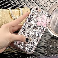 Case for Galaxy A10E,3D Handmade Luxury Sparkle Stunning Stones Crystal Rhinestone Bling Diamond Glitter Case for Samsung Galaxy A10E(E Flower Pink)