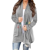 Women's Christmas Gifts Fashion Casual Printed Long Sleeve Cardigan Tops Jacket Winter, S-5XL