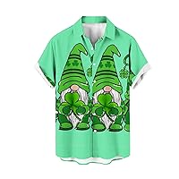 Men's St. Patrick's Day Button Down Shirt - St. Paddy's Hawaiian Shirts Irish Shamrock Clover Gnome Leprechaun Tops