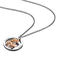 Photo Necklace Personalized Picture of Outline Pendant, Round/Heart-Shaped Necklace, Colored/Black & White Photos, Dates/Text Engraved Necklace for Men/Women, Jewelry Gift for Festivals