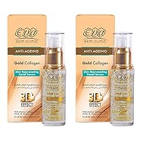 EG 2 Packs Eva Anti Aging Gold Collagen Face Serum, Skin Rejuvenating, Anti Wrinkle, all Skin Types, Fragrance Free, 30 ml / 1 Fl Oz each