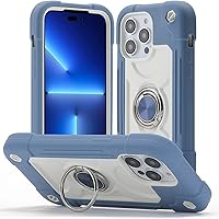 Case for iPhone 14/14 Plus/14 Pro/14 Pro Max, Four Corner Anti-Collision Anti-Drop Protective Cover, with Ring Holder Stand, Fresh Fashionable Multi-Color Mobile Phone Case (Color : Blue, Siz