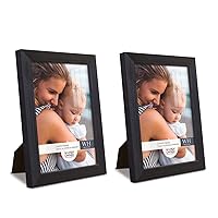 Renditions Gallery 6x8 inch Picture Frame Set of 2 High-end Modern Style, Made of Solid Wood and High Definition Glass Ready for Wall and Tabletop Photo Display, Black Frame