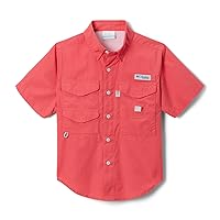 Columbia Youth Boys Bonehead Short Sleeve Shirt, Sunset Red, Small
