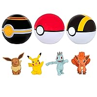 Pokemon Clip 'N' Go Multipack Featuring Pikachu, Vulpix & Luxury Ball, Eevee & Poké Ball, Machop and Ultra Ball - Amazon Exclusive